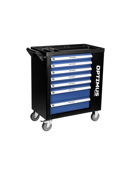 Тележка инструментальная Optimus 7 полок с набором инструментов 289 пр, пластиковая столешница OPT-917P