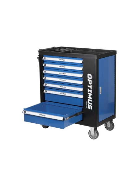 Тележка инструментальная Optimus 7 полок с набором инструментов 289 пр, пластиковая столешница OPT-917P