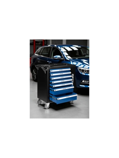 Тележка инструментальная Optimus 7 полок с набором инструментов 289 пр, пластиковая столешница OPT-917P