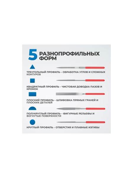 Набор надфилей с алмазным покрытием Optimus 10шт. OPT-NF10