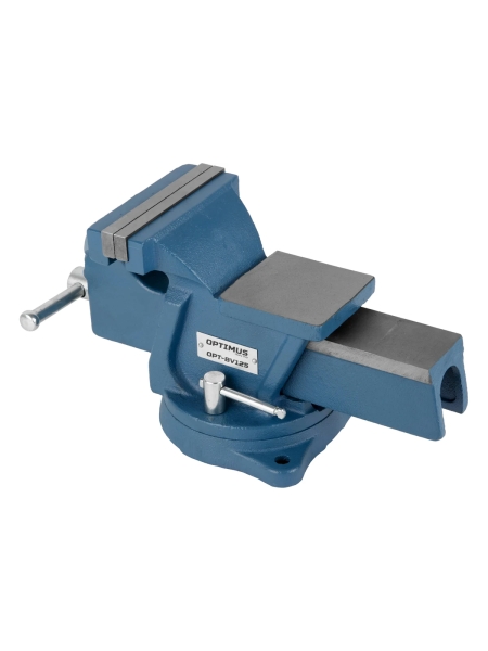 Профессиональные слесарные тиски поворотные с наковальней 125 мм Optimus OPT-BV125