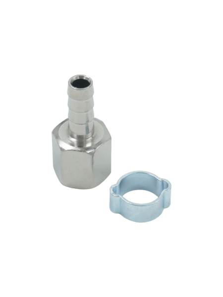 Штуцер пневматический елочка с обжимным кольцом, внутренняя резьба 1/4", 8 мм Optimus OPT-72008HF