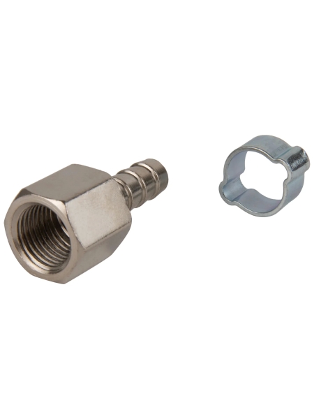 Штуцер пневматический елочка с обжимным кольцом, внутренняя резьба 1/4", 8 мм Optimus OPT-72008HF