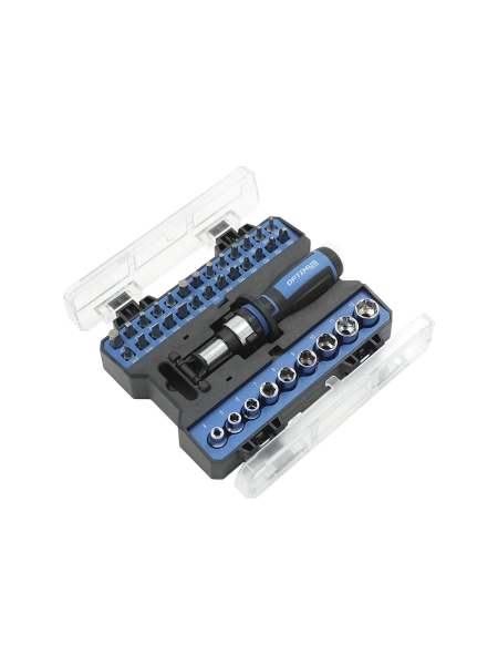 Отвертка реверсивная Optimus с набором бит и торцевых головок 36 предметом OPT-BS2036