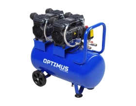 Поршневой компрессор Optimus безмасляный, малошумный, 440 л/мин, ресивер 50 литров, 3 квт (1,5+1,5 квт) hd OPT-305044