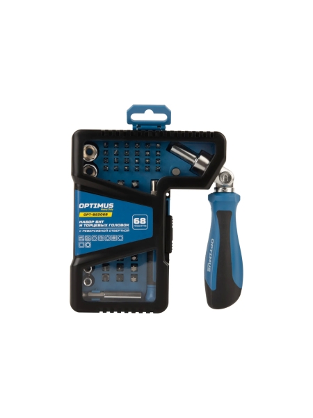 Набор бит и торцевых головок OPTIMUS с реверсивной отверткой, 68 предметов OPT-BS2068