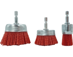 Набор нейлоновых щеток-чашек для дрели/шуруповерта, 3 шт, для зачистки ржавчины, краски, лака Optimus OPTIMUS-BR210