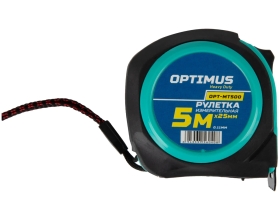 Строительная рулетка для измерений Optimus длиной 5 м с шириной ленты 25 мм OPT-MT500