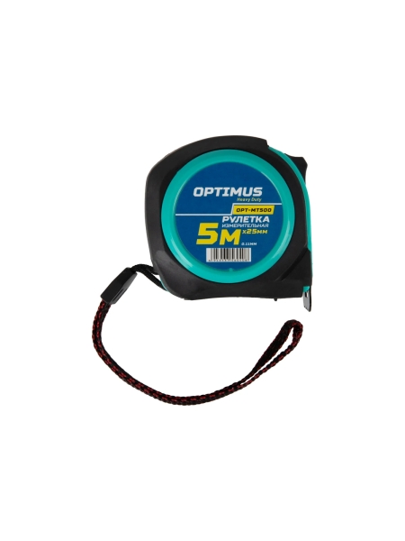 Строительная рулетка для измерений Optimus длиной 5 м с шириной ленты 25 мм OPT-MT500