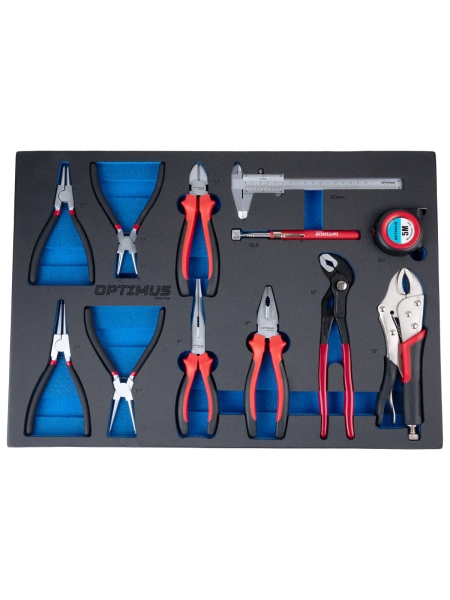 Тележка инструментальная Optimus 7 полок с набором инструментов 298 пр, столешница с EVA покрытием OPT-717E