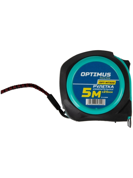Строительная рулетка для измерений Optimus длиной 5 м с шириной ленты 25 мм OPT-MT500