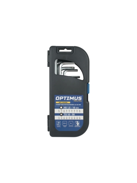Набор шестигранников Optimus 1.5-10мм и TORX T10-T50 В кейсе, 18 шт. OPT-TH1050