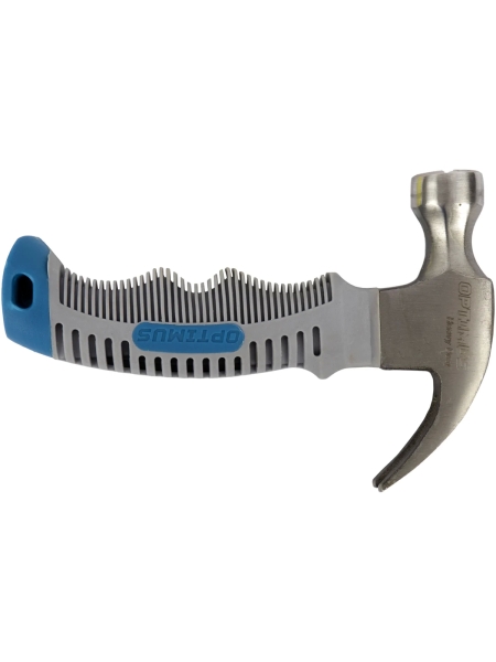 Молоток-гвоздодер укороченный Optimus с фиберглассовой рукоятью и бойком весом 225 г OPT-HMC450S