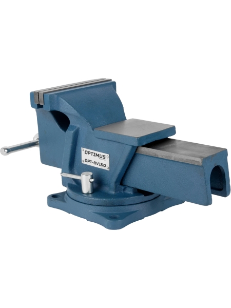 Профессиональные слесарные тиски поворотные с наковальней Optimus 150 мм OPT-BV150