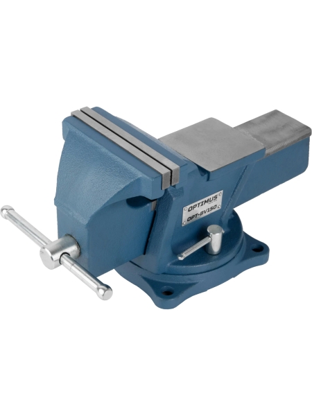 Профессиональные слесарные тиски поворотные с наковальней Optimus 150 мм OPT-BV150