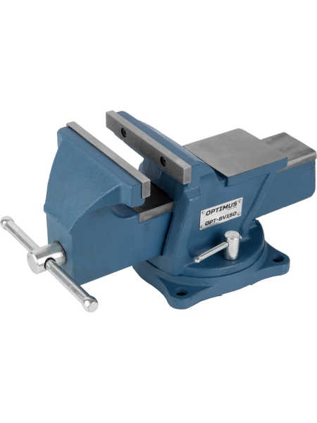 Профессиональные слесарные тиски поворотные с наковальней Optimus 150 мм OPT-BV150