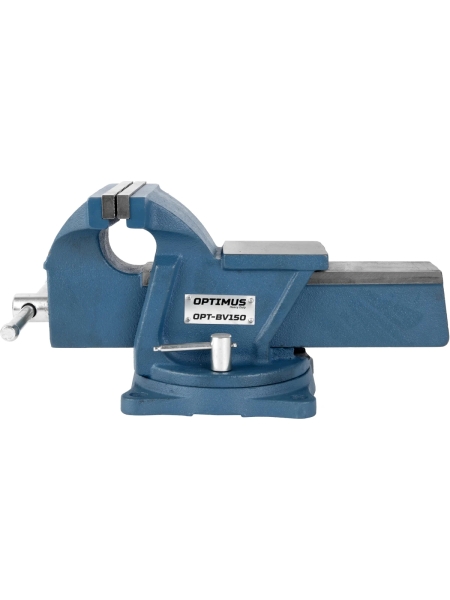 Профессиональные слесарные тиски поворотные с наковальней Optimus 150 мм OPT-BV150