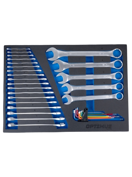 Тележка инструментальная Optimus 7 полок с набором инструментов 298 пр, металлическая столешница OPT-717M