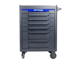 Тележка инструментальная Optimus 7 полок с набором инструментов 298 пр, металлическая столешница OPT-717M