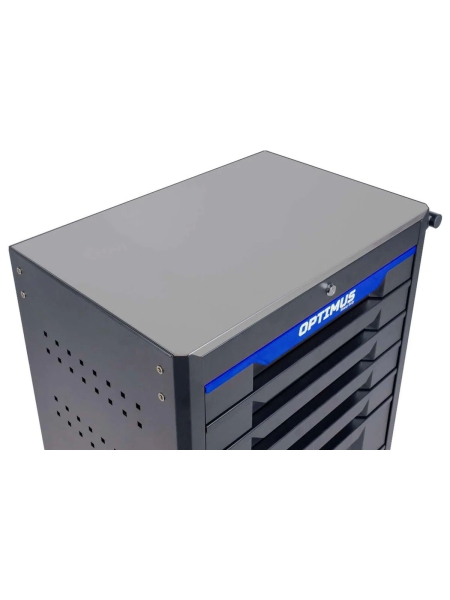 Тележка инструментальная Optimus 7 полок с набором инструментов 298 пр, металлическая столешница OPT-717M