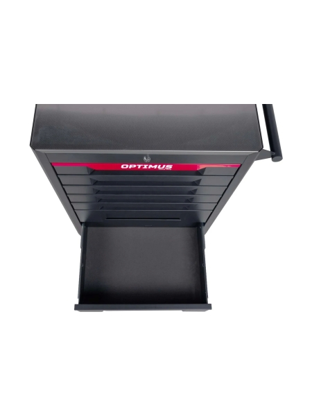 Тележка инструментальная Optimus 7 полок с набором инструментов 298 пр, металлическая столешница, красный OPT-717MR