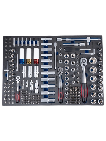 Тележка инструментальная Optimus 7 полок с набором инструментов 298 пр, столешница с EVA покрытием OPT-717E