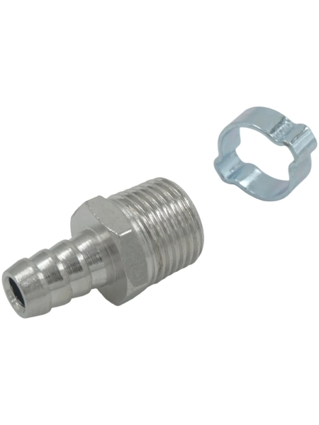 Штуцер пневматический елочка с обжимным кольцом, внешняя резьба 1/2", 12 мм Optimus OPT-74012HM