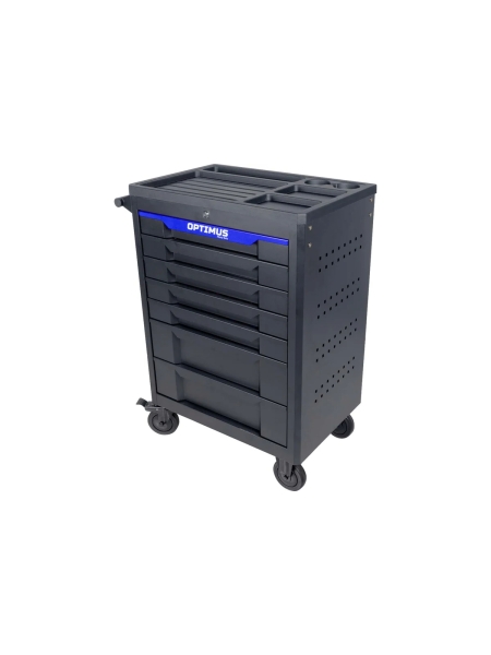 Тележка инструментальная Optimus 7 полок с набором инструментов 298 пр, пластиковая столешница OPT-717P