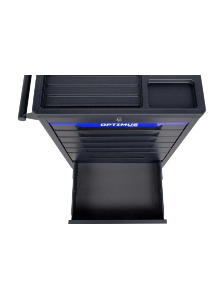 Тележка инструментальная Optimus 7 полок с набором инструментов 298 пр, пластиковая столешница OPT-717P