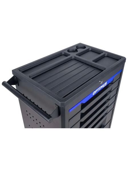 Тележка инструментальная Optimus 7 полок с набором инструментов 298 пр, пластиковая столешница OPT-717P