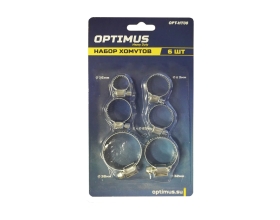 Хомуты червячные Optimus набор 6 шт. 10-38 OPT-HT08
