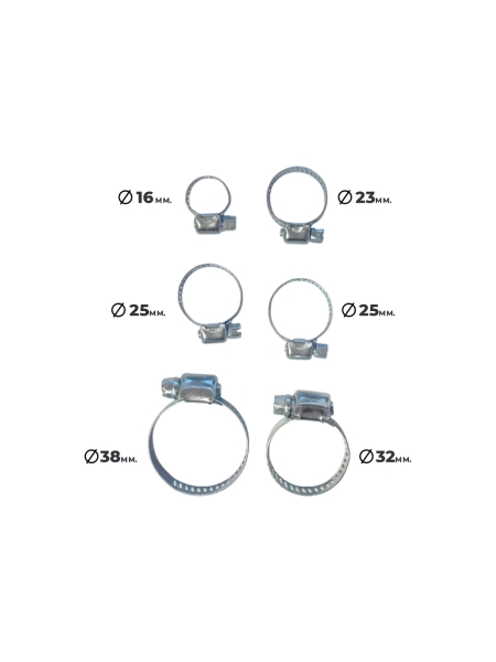 Хомуты червячные Optimus набор 6 шт. 10-38 OPT-HT08