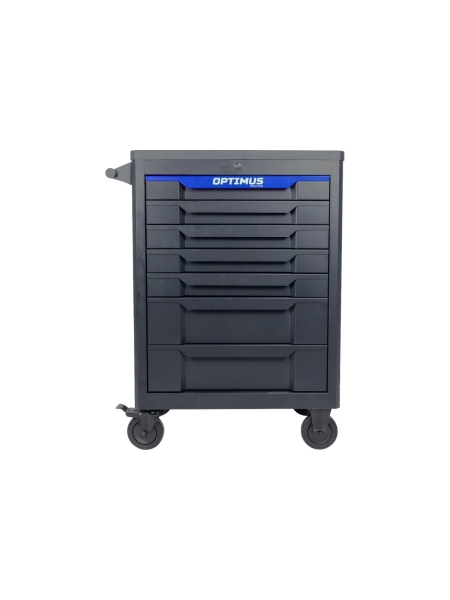 Тележка инструментальная Optimus 7 полок с набором инструментов 298 пр, пластиковая столешница OPT-717P
