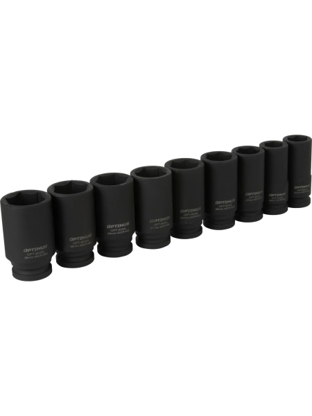 Набор ударных головок глубоких 9 шт, 22-38 мм, 3/4"DR Optimus OPT-60209