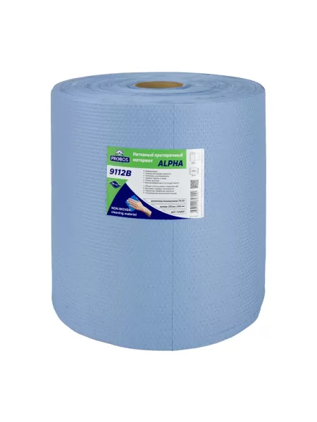Нетканый протирочный материал PROBOS ALPHA 9112B, 110г/м2, голубой, сотовое тиснение, 155 л 9112B155