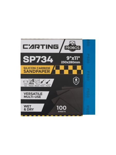 Бумага абразивная водостойкая Р600, 230х280 мм, Carting SP734, 100 шт PROBOS 73401973-100