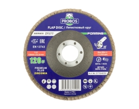 Круг лепестковый торцевой шлифовальный Forming ZF577 Zirconia 125х22 мм, P120 PROBOS 57764859