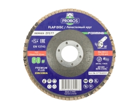 Круг лепестковый торцевой шлифовальный Forming ZF577 Zirconia 125х22 мм, P60 PROBOS 57764855