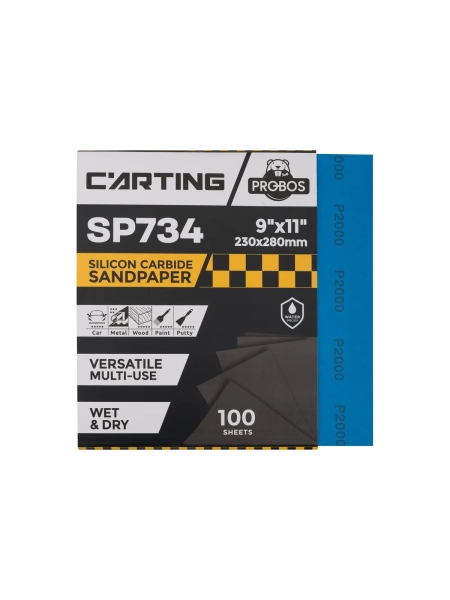 Бумага абразивная водостойкая Р2000, 230х280 мм, Carting SP734, 100 шт PROBOS 73402049-100
