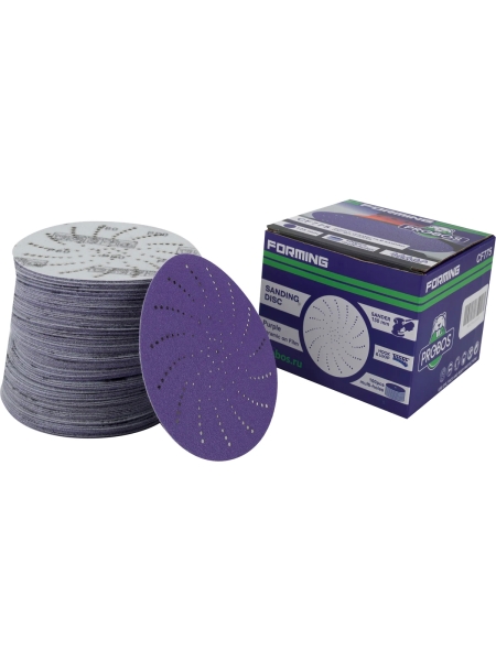 Круг шлифовальный c мультипылеотводом Purple P80, CERAMIC FILM Hookit CF775, 125 мм, 10 шт PROBOS 77586822