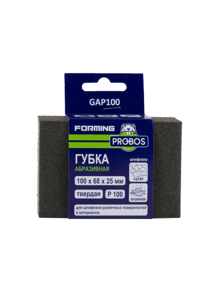 Губка абразивная шлифовальная Forming прямоугольный профиль 100x68x25 мм, P100 PROBOS GAP100