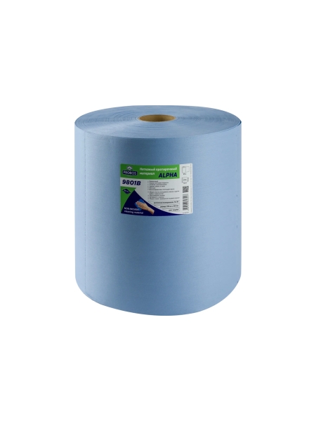 Нетканый протирочный материал PROBOS ALPHA 9801B, 80 г/м2, голубой, 32x34см, 870 л/рулон 9801B870