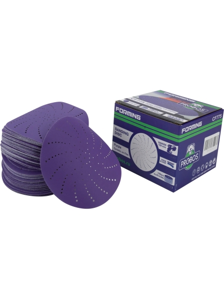 Круг шлифовальный c мультипылеотводом Purple P320, CERAMIC FILM Hookit CF775, 125 мм, 10 шт PROBOS 77547081