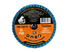 Круг лепестковый торцевой по металлу (75х22 мм; Р60; крепление Roloc) Русский Мастер РМ-70273