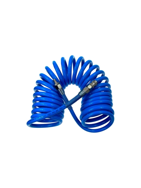 Шланг спиральный воздушный Русский Мастер 8х12 мм, 15 м, PU, с быстросъемными соединениями РМ-243606