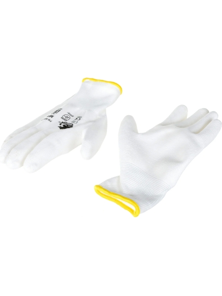 Перчатки с полиуретановым обливом Русский Мастер, белые/черные, р.M/8, 2 шт. РМ-92949