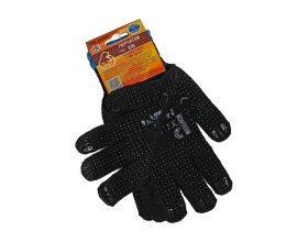 Перчатки Русский Мастер, х/б, с ПВХ, 7.5 класс, 4 нити, черные, 2 шт., улучшенное качество РМ-380501