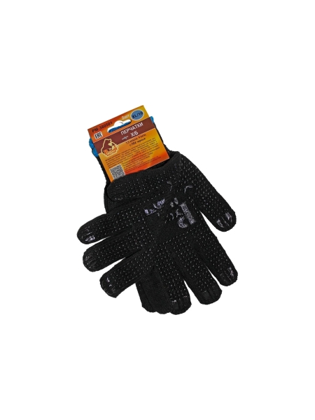 Перчатки Русский Мастер, х/б, с ПВХ, 7.5 класс, 4 нити, черные, 2 шт., улучшенное качество РМ-380501