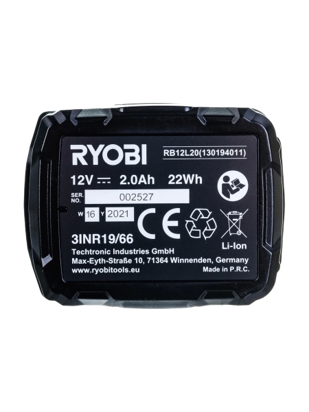 Аккумулятор RB12L20 (12В; 2А*ч; Li-Ion) Ryobi 5133005089