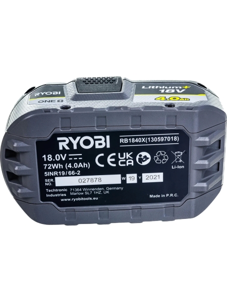Аккумулятор Ryobi ONE+ RB1840X (18 В; 4 А*ч; Li-ion) 5133005053